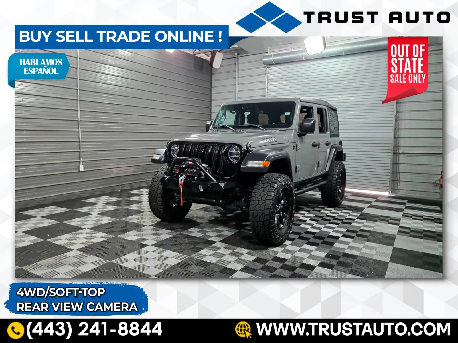 Gray 2021 Jeep Wrangler Unlimited Willys 4WD Soft-Top SUV for sale in Sykesville, MD