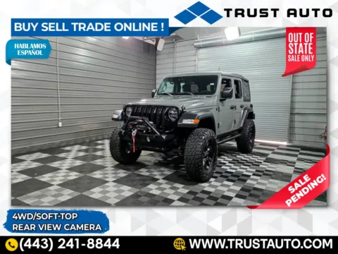 Gray 2021 Jeep Wrangler Unlimited Willys 4WD Soft-Top SUV for sale in Sykesville, MD