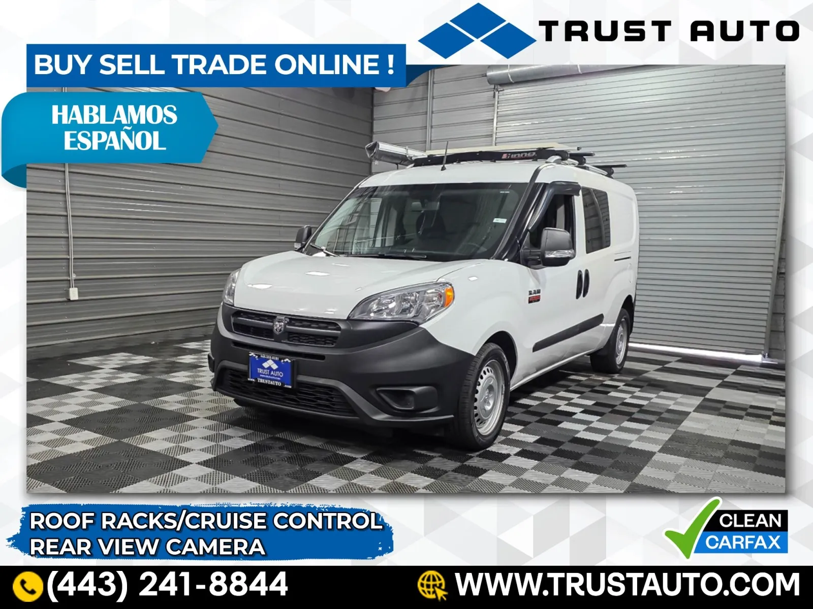 Blue 2018 Ram ProMaster City Cargo Tradesman Minivan/Van w/Roof Racks for sale in Sykesville, MD