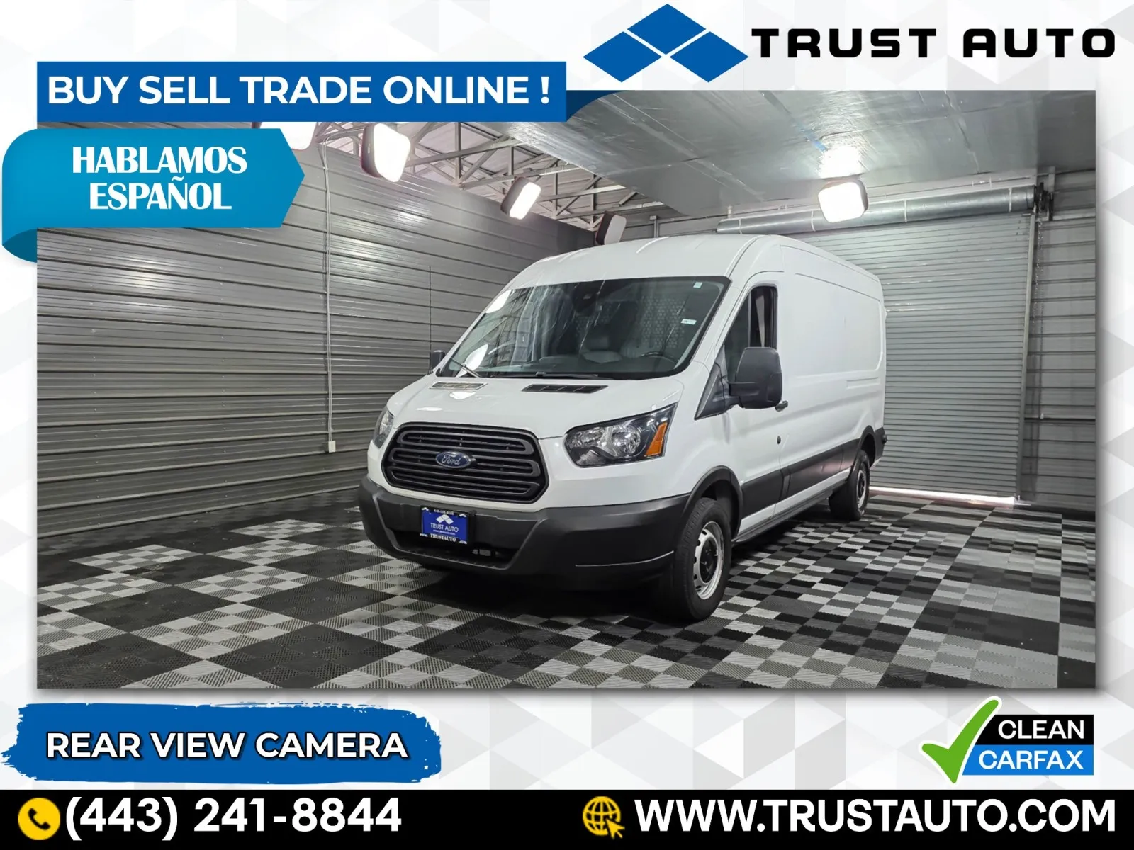 White 2019 Ford Transit T-250 Cargo 148''WB Medium Roof Minivan/Van for sale in Sykesville, MD
