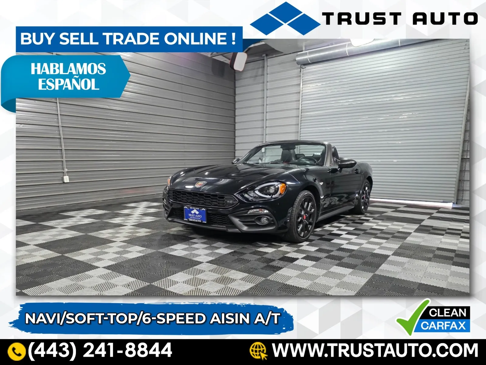 Black 2019 FIAT 124 Spider Abarth Soft-Top Convertible for sale in Sykesville, MD