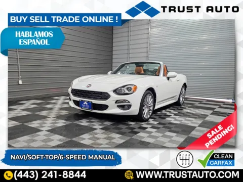 White 2018 Fiat 124 Spider Lusso 6-Speed Manual Soft-Top Convertible for sale in Sykesville, MD