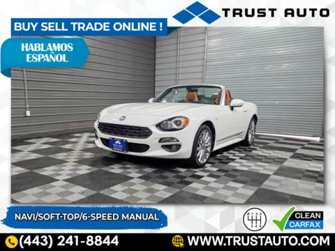 White 2018 FIAT 124 Spider Lusso 6-Speed Manual Soft-Top Convertible for sale in Sykesville, MD