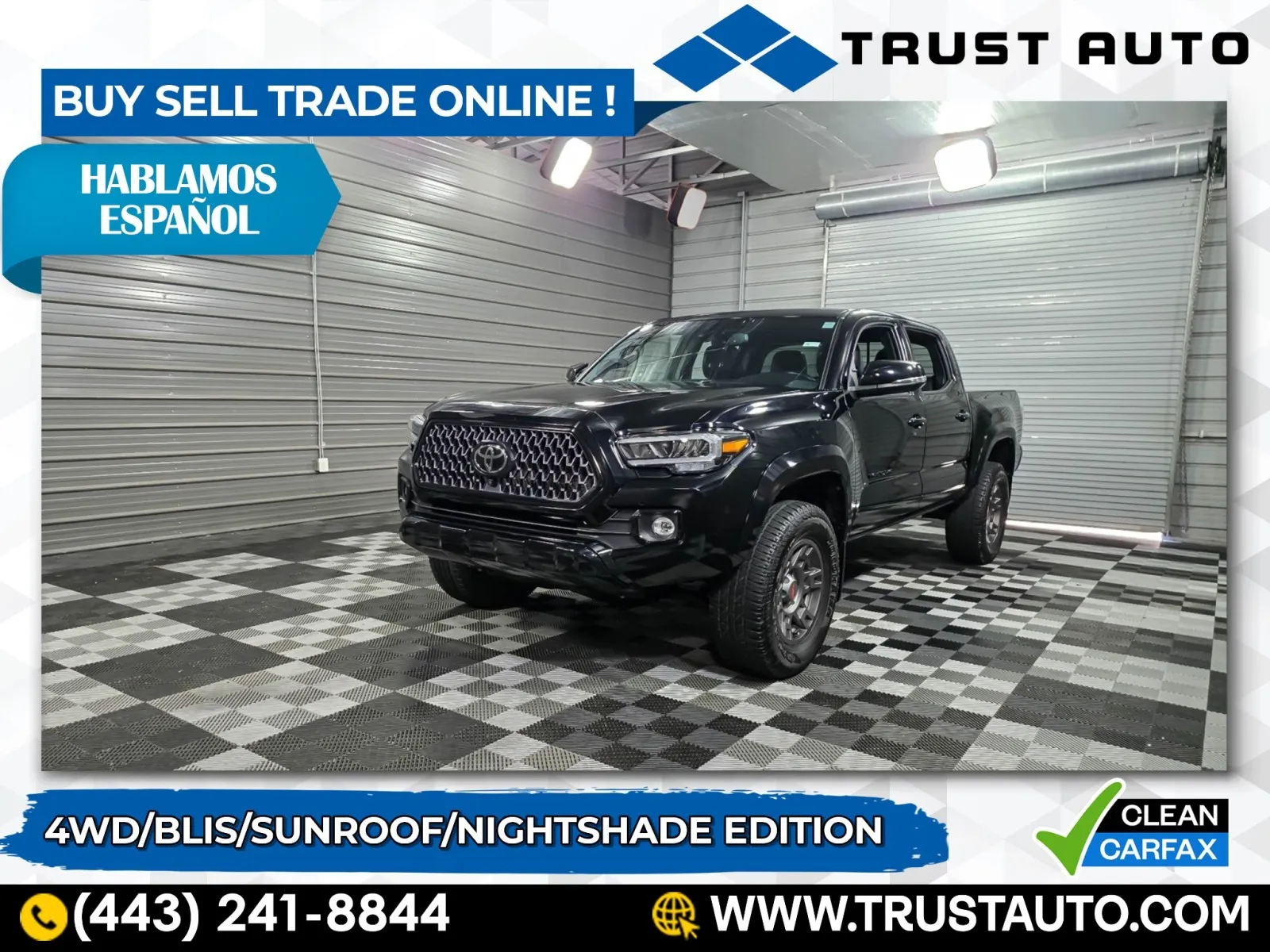 Black 2022 Toyota Tacoma Limited 4WD Double Cab Pickup Truck for sale in Sykesville, MD