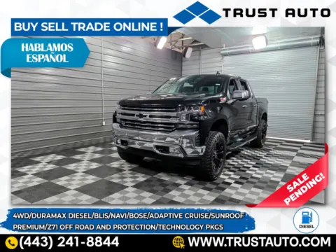 Black 2021 Chevrolet Silverado 1500 LTZ 4WD Crew Cab Duramax Diesel Pickup Truck w/Premium/Technolog for sale in Sykesville, MD