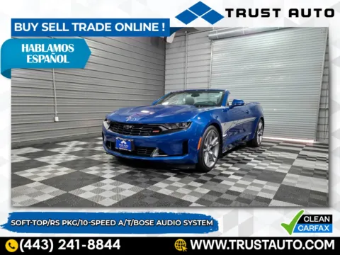 Blue 2020 Chevrolet Camaro 1LT Soft-Top Convertible w/10-Speed A/T/RS Pkg for sale in Sykesville, MD