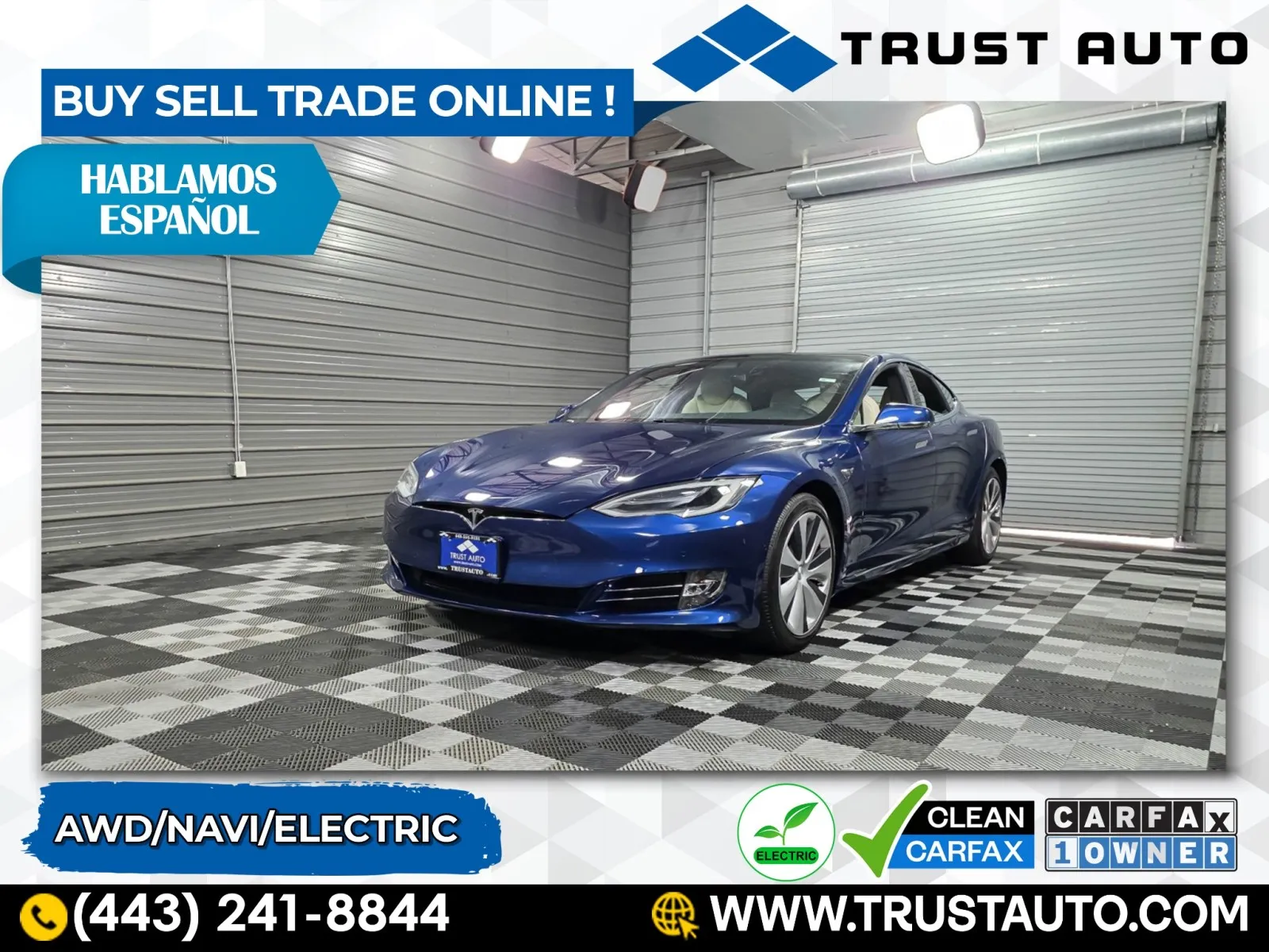 Blue 2021 Tesla Model S Long Range AWD Electric Hatchback for sale in Sykesville, MD