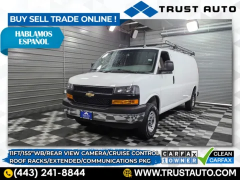 White 2020 Chevrolet Express 2500 Cargo 155''WB 11FT Extended Minivan/Van w/Communications Pkg for sale in Sykesville, MD