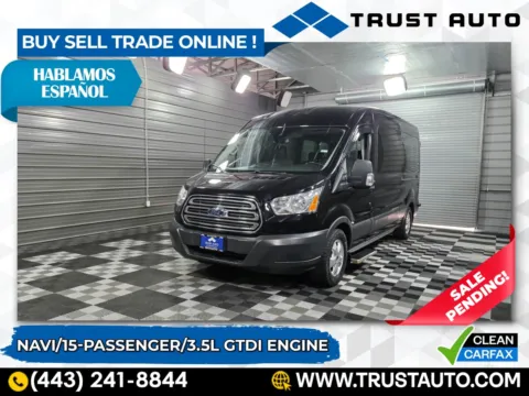 Black 2018 Ford Transit T-350 15-Passenger XLT 148''WB Medium Roof Minivan/Van for sale in Sykesville, MD