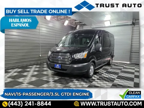 Black 2018 Ford Transit T-350 15-Passenger XLT 148''WB Medium Roof Minivan/Van for sale in Sykesville, MD