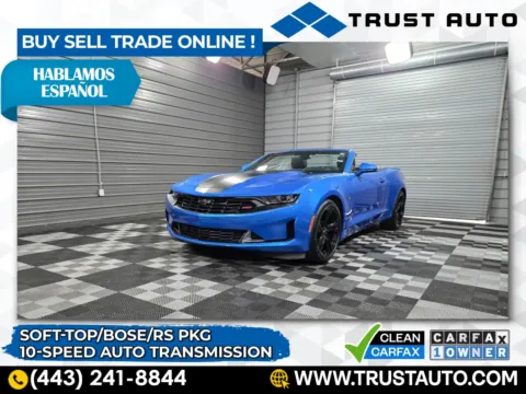 Blue 2024 Chevrolet Camaro 2LT Soft-Top Convertible for sale in Sykesville, MD