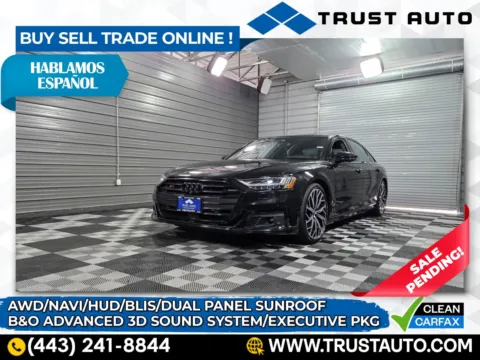 Black 2021 Audi S8 AWD Luxury Sedan w/Executive Pkg for sale in Sykesville, MD