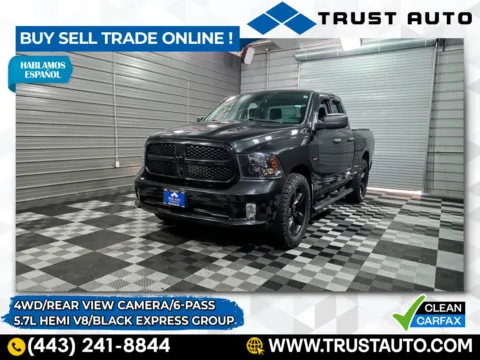 Black 2017 Ram 1500 Express 4WD Quad Cab 5.7L V8 HEMI 6-Pass Pickup Truck for sale in Sykesville, MD
