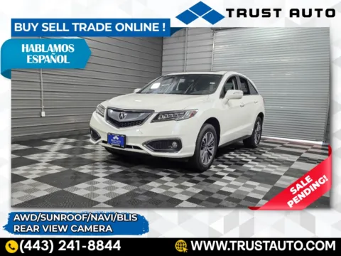 White 2018 Acura RDX AWD SUV w/Advance Pkg for sale in Sykesville, MD
