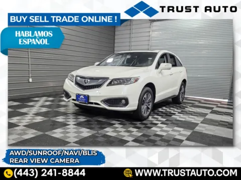 White 2018 Acura RDX AWD SUV w/Advance Pkg for sale in Sykesville, MD
