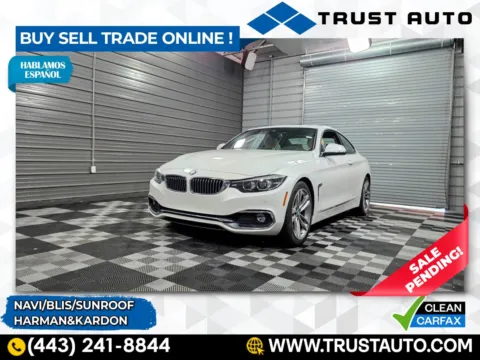 White 2019 BMW 4 Series 430i Luxury Coupe for sale in Sykesville, MD