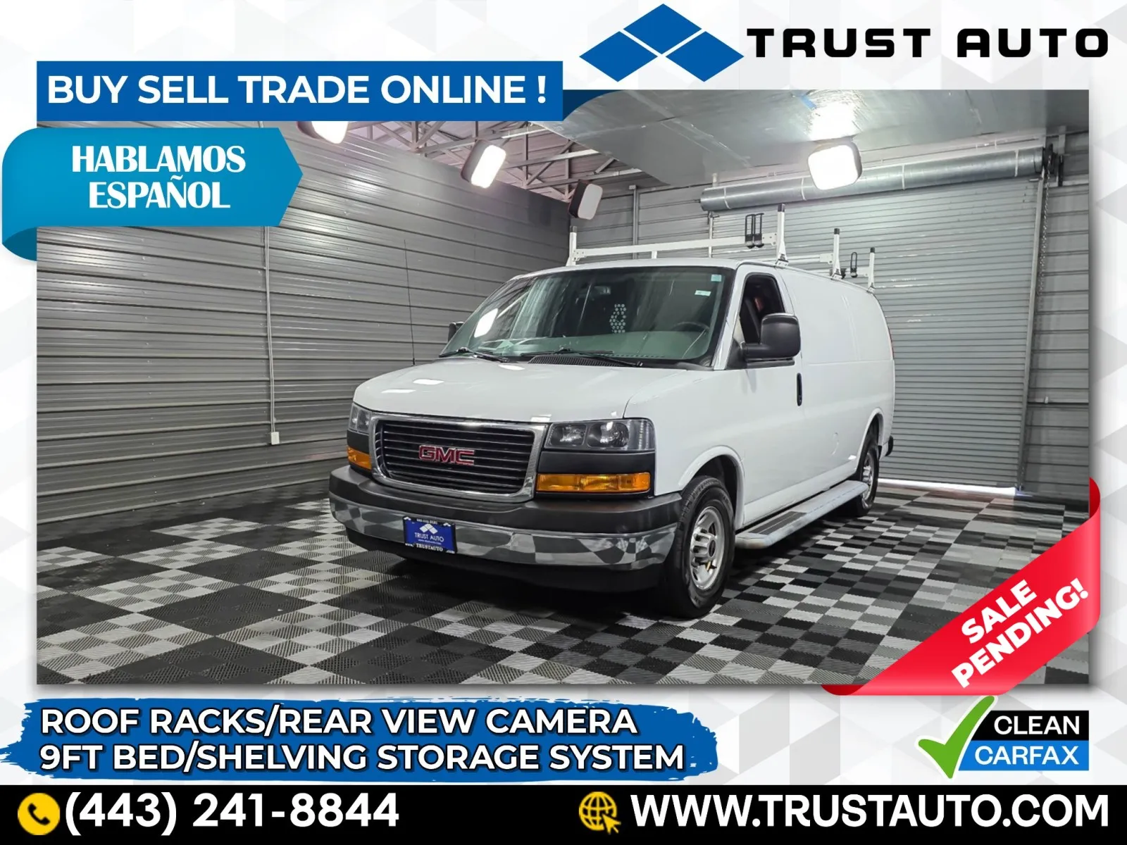 2018 GMC Savana 2500 Cargo 135''WB 6.0L V8 Vortec Minivan/Van w/Roof Racks for sale in Sykesville, MD