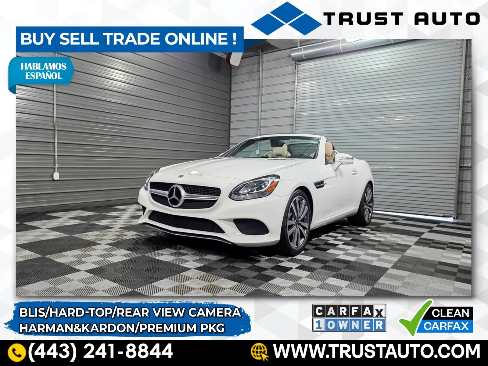 White 2019 Mercedes-Benz SLC 300 Hard-Top Convertible w/Premium Pkg for sale in Sykesville, MD