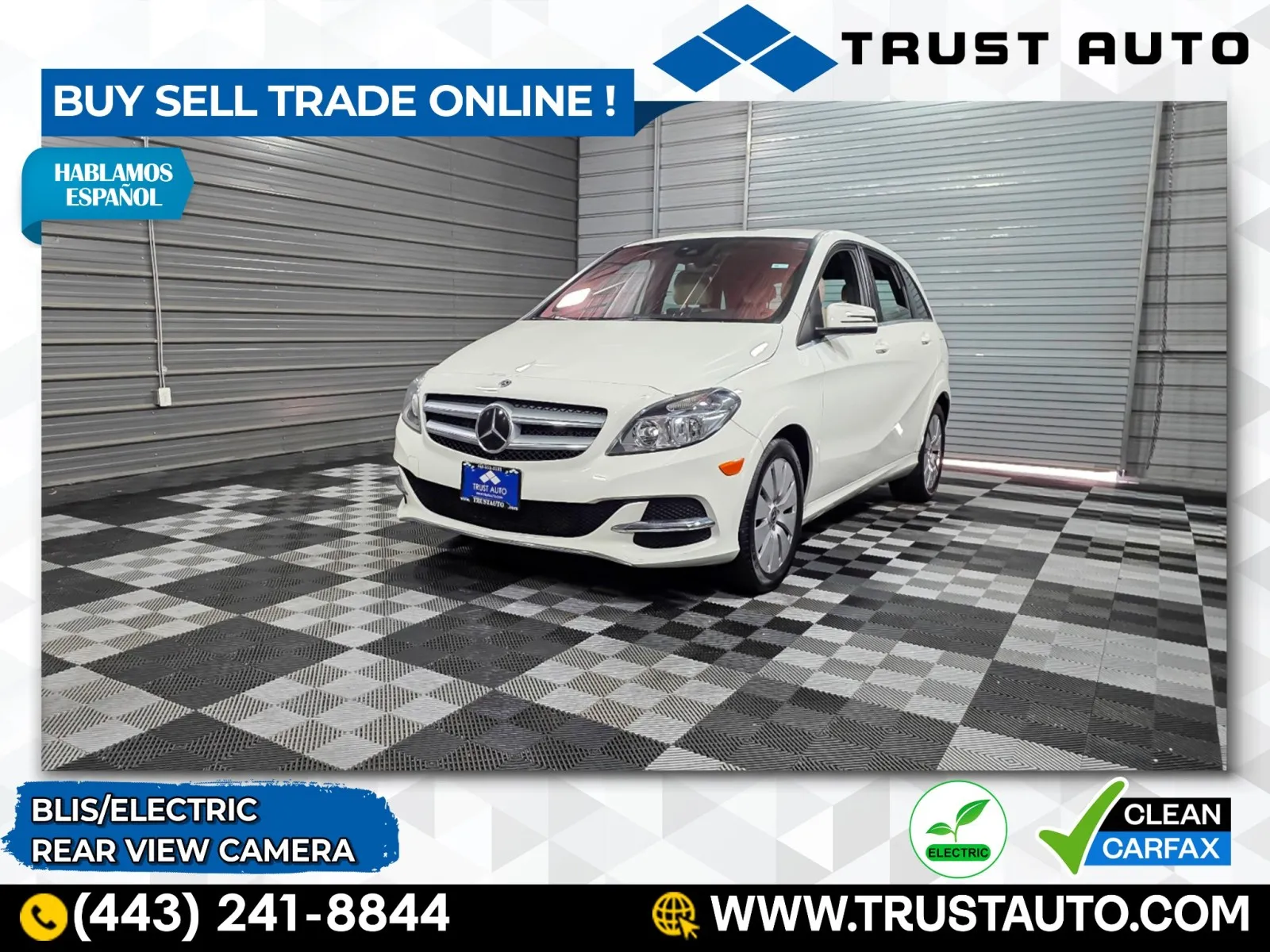 White 2017 Mercedes-Benz B-Class B 250e Electric Hatchbak for sale in Sykesville, MD