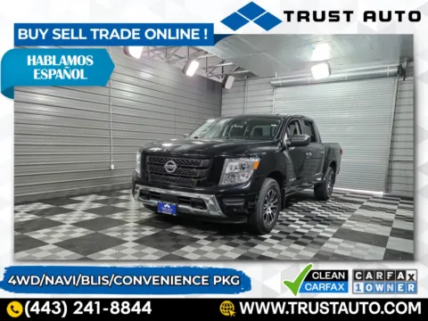 Black 2021 Nissan Titan SV 4WD Crew Cab Pickup Truck for sale in Sykesville, MD