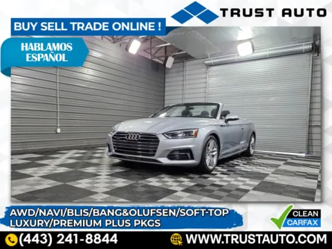 Silver 2019 Audi A5 45 TFSI Quattro Premium Plus AWD Soft-Top Luxury Cabriolet Convertible for sale in Sykesville, MD