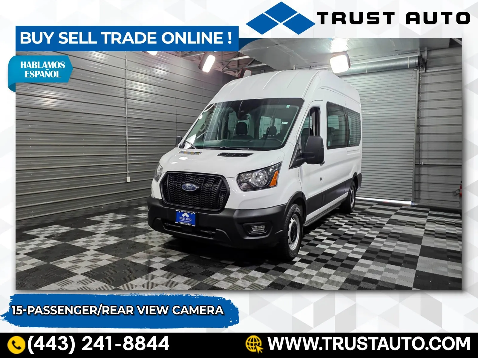 White 2022 Ford Transit T-350 15-Passenger XL 148''WB High Roof Minivan/Van for sale in Sykesville, MD