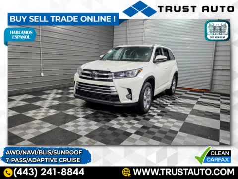 White 2017 Toyota Highlander Limited AWD 7-Passenger SUV for sale in Sykesville, MD