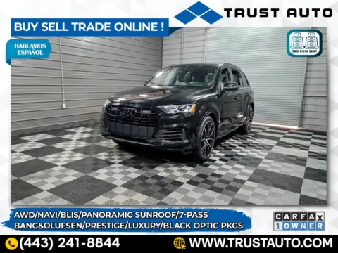 Black 2022 Audi Q7 Prestige AWD 7-Pass SUV w/Black Optic/Luxury Pkgs for sale in Sykesville, MD