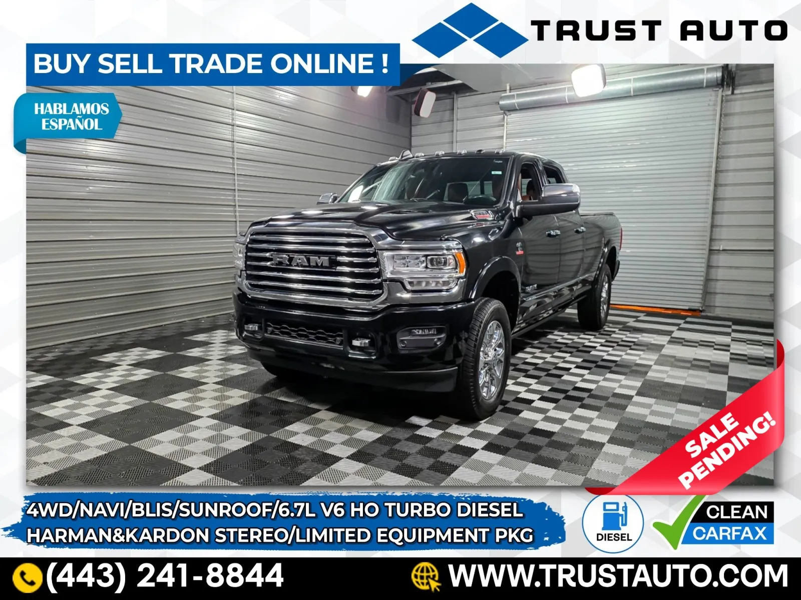 2019 Ram 3500 Limited 4WD Crew Cab 8FT Long Bed Cummins HO Diesel Pickup Truck for sale in Sykesville, MD