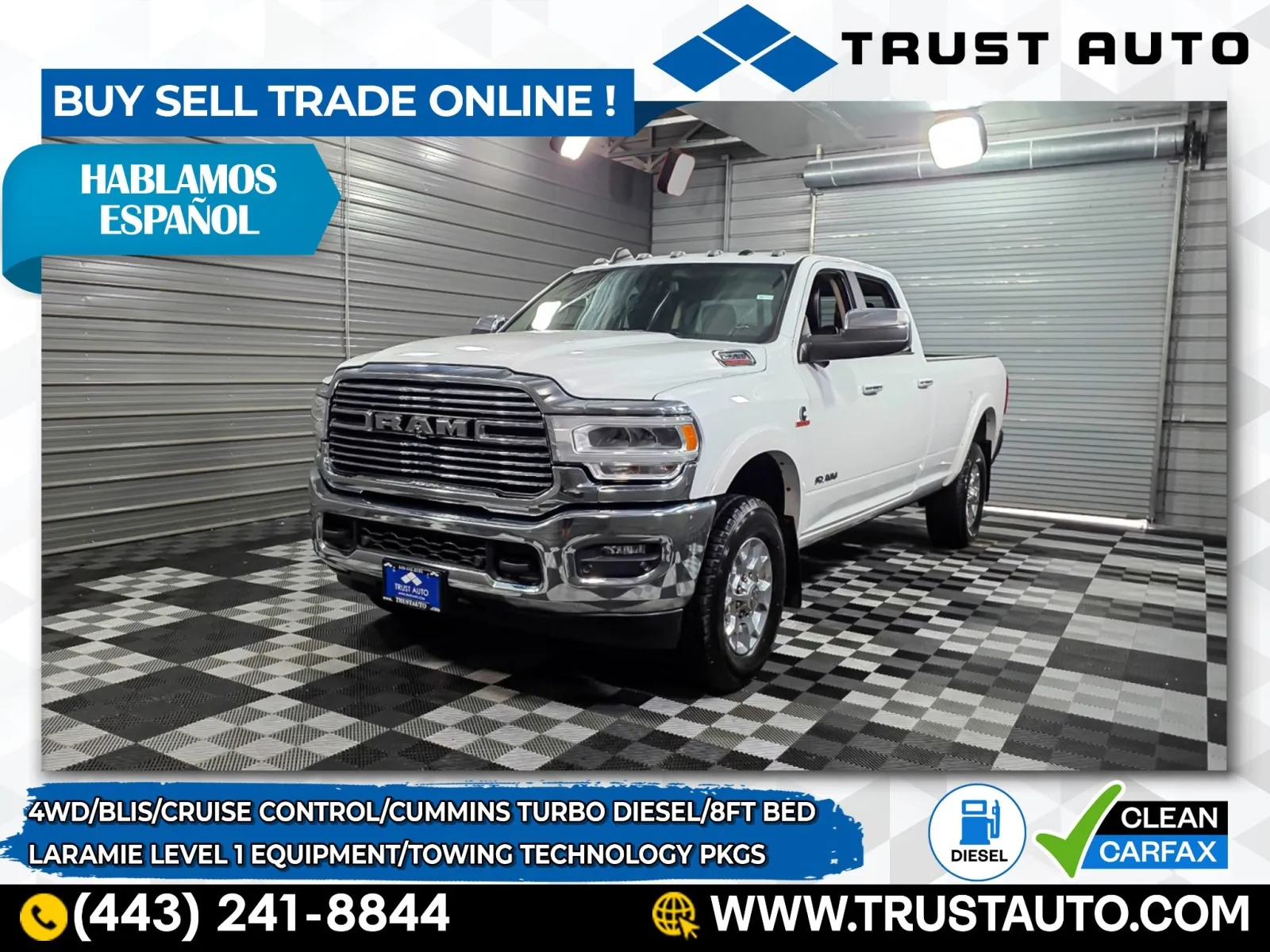 2020 Ram 2500 Laramie 4WD Crew Cab 8FT Long Bed Cummins Turbo Diesel Pickup Truck