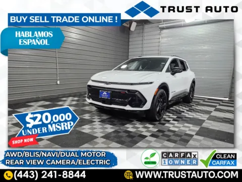 White 2024 Chevrolet Equinox EV RS AWD Dual Motor Electric SUV for sale in Sykesville, MD