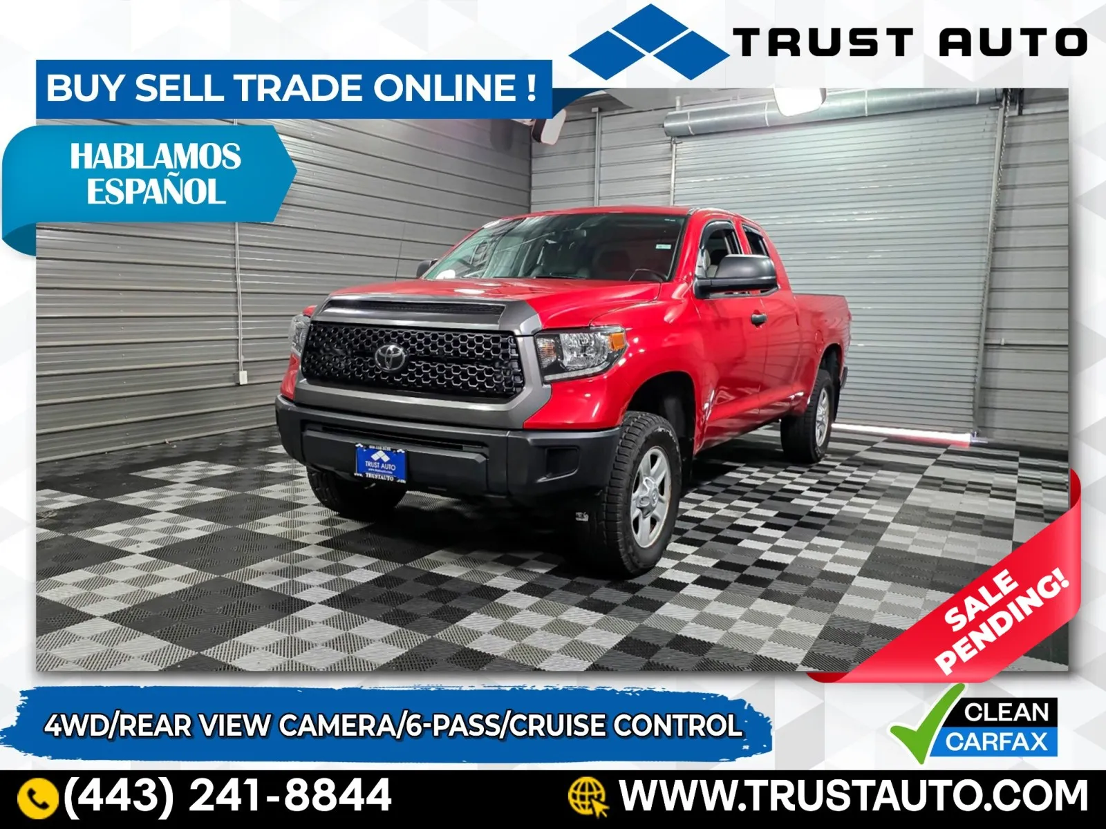 2018 Toyota Tundra SR 4WD Double Cab V8 6-Pass Pickup Truck for sale in Sykesville, MD