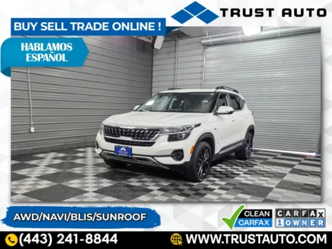 White 2022 Kia Seltos Nightfall AWD SUV for sale in Sykesville, MD