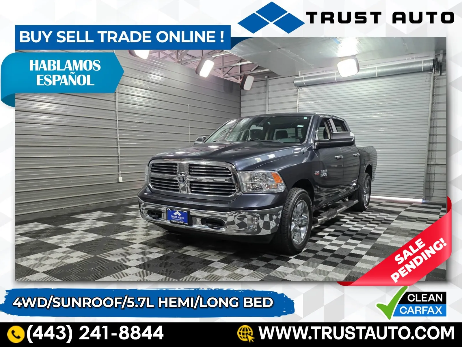 2017 Ram 1500 Big Horn 4WD Crew Cab Long Bed 5.7L HEMI Pickup Truck for sale in Sykesville, MD