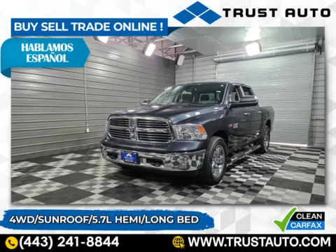 Blue 2017 Ram 1500 Big Horn 4WD Crew Cab Long Bed 5.7L HEMI Pickup Truck for sale in Sykesville, MD