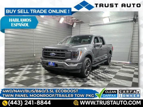 Gray 2022 Ford F-150 LARIAT 4WD SuperCrew 3.5L Ecoboost Pickup Truck for sale in Sykesville, MD