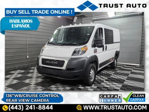White 2020 Ram 1500 ProMaster Cargo 136''WB Low Roof Minivan/Van for sale in Sykesville, MD