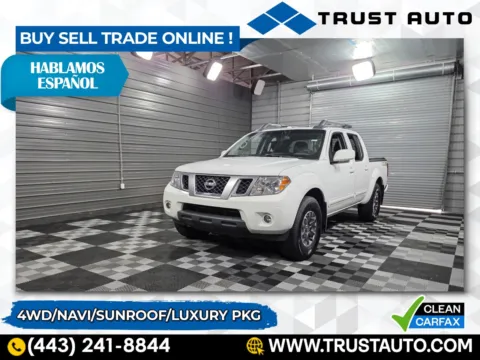 White 2016 Nissan Frontier PRO-4X 4WD Crew Cab Pickup Truck w/Luxury Pkg for sale in Sykesville, MD