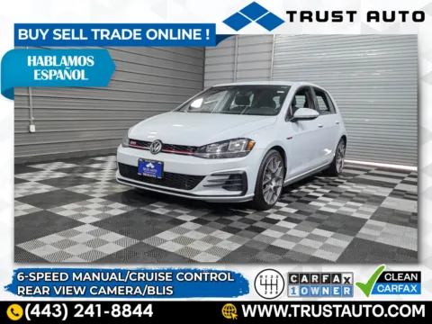 White 2019 Volkswagen Golf GTI S 6-Speed Manual Hatchback for sale in Sykesville, MD