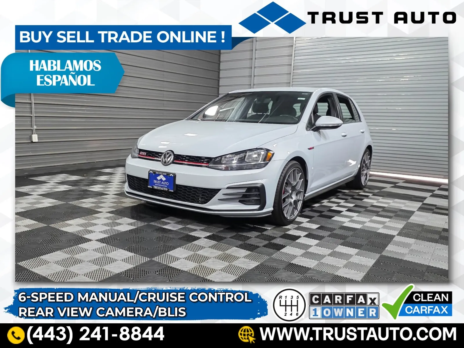 White 2019 Volkswagen Golf GTI S 6-Speed Manual Hatchback for sale in Sykesville, MD