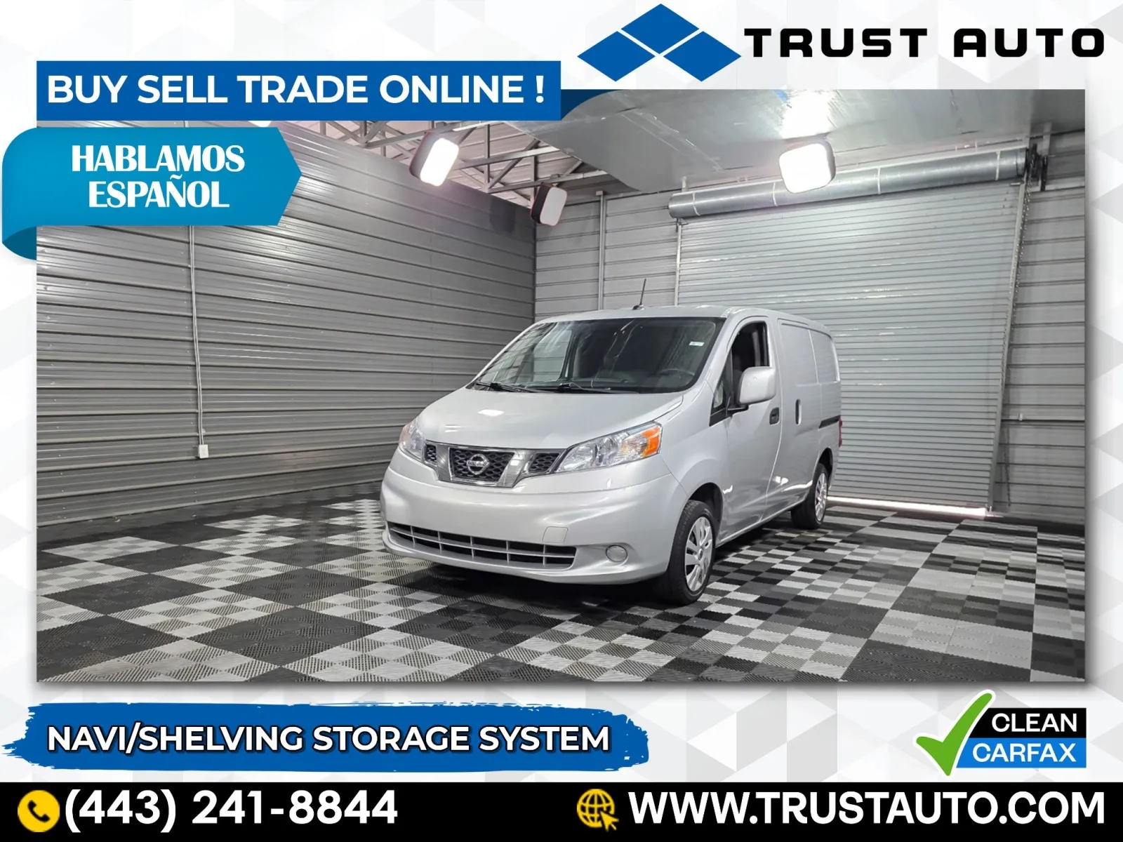 Silver 2019 Nissan NV200 Compact Cargo SV Minivan/Van w/Shelving Storage System for sale in Sykesville, MD