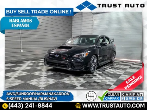 Black 2020 Subaru WRX STI Limited AWD 6-Speed Manual Sedan w/Wing Spoiler for sale in Sykesville, MD