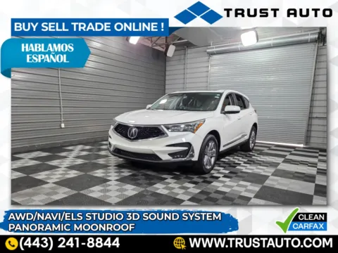White 2021 Acura RDX SH-AWD SUV w/Advance Package for sale in Sykesville, MD