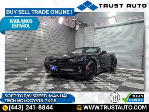 Black 2017 Chevrolet Camaro 1LT Soft-Top 6-Speed Manual Convertible for sale in Sykesville, MD