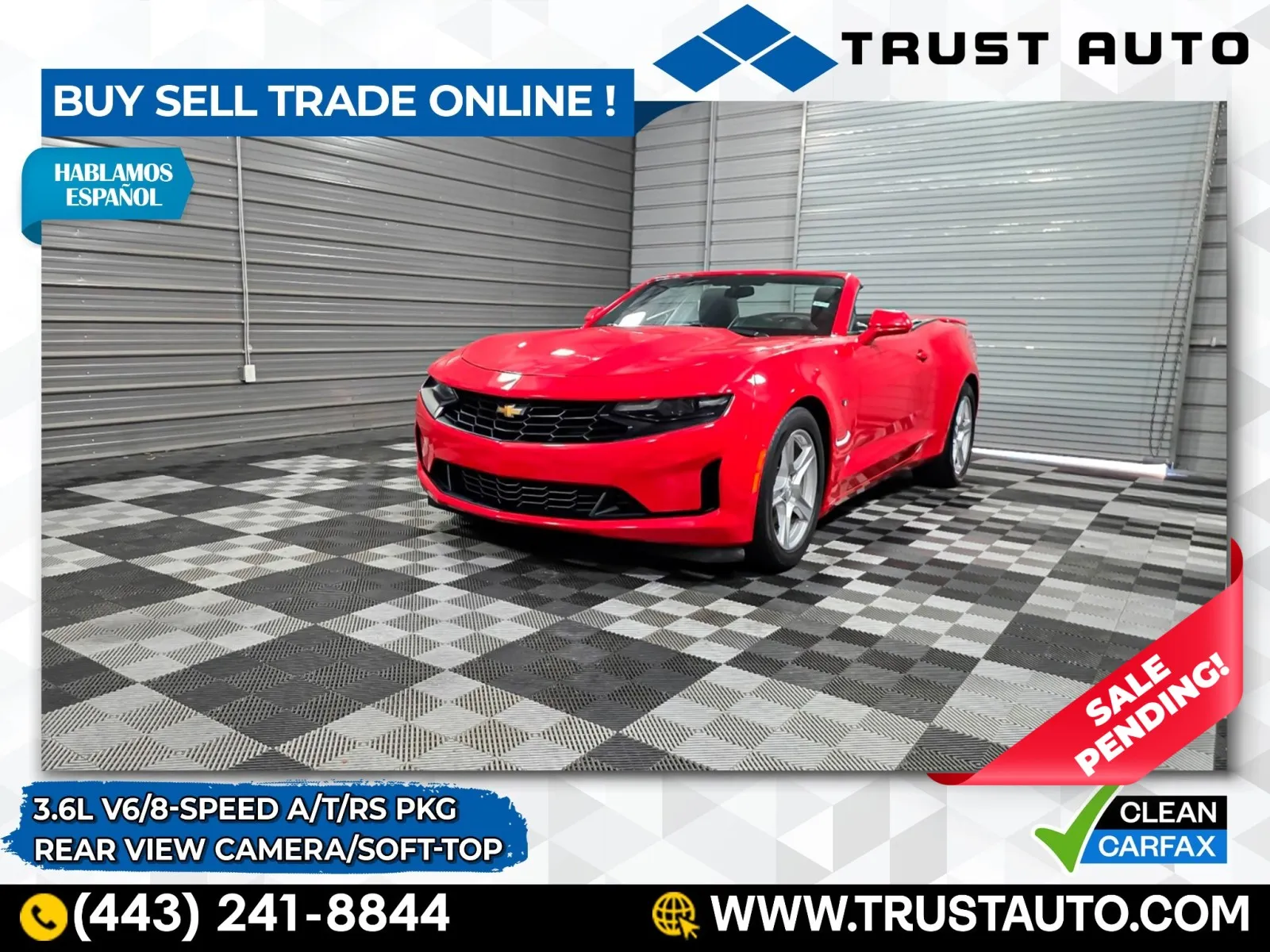 2019 Chevrolet Camaro 1LT Soft-Top Convertible w/RS Pkg for sale in Sykesville, MD