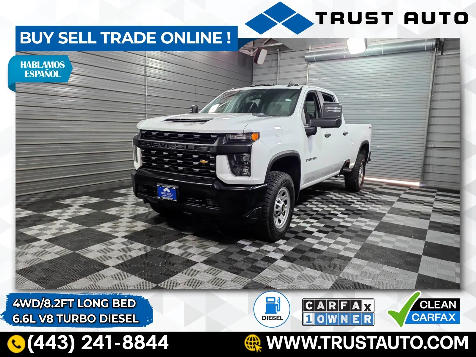 2020 Chevrolet Silverado 2500HD WT 4WD Crew Cab 8.2FT Long Bed 6-Pass Duramax Diesel Pickup Truck for sale in Sykesville, MD