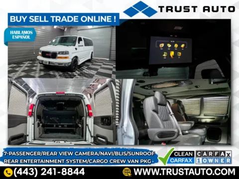 White 2021 GMC Savana 2500 7-Passenger Limited Explorer SE 135 WB Luxury Conversion Van w/Entertainment Pkg for sale in Sykesville, MD