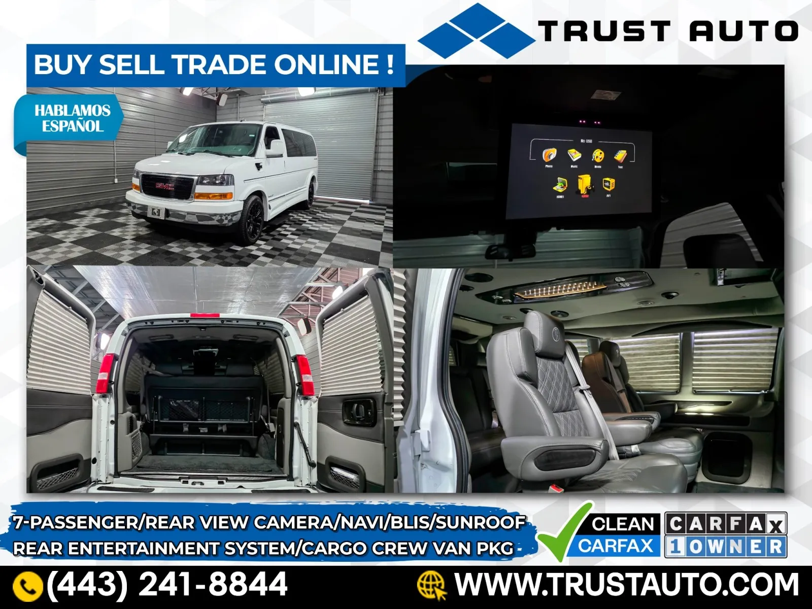 White 2021 GMC Savana 2500 7-Passenger Limited Explorer SE 135 WB Luxury Conversion Van w/Entertainment Pkg for sale in Sykesville, MD