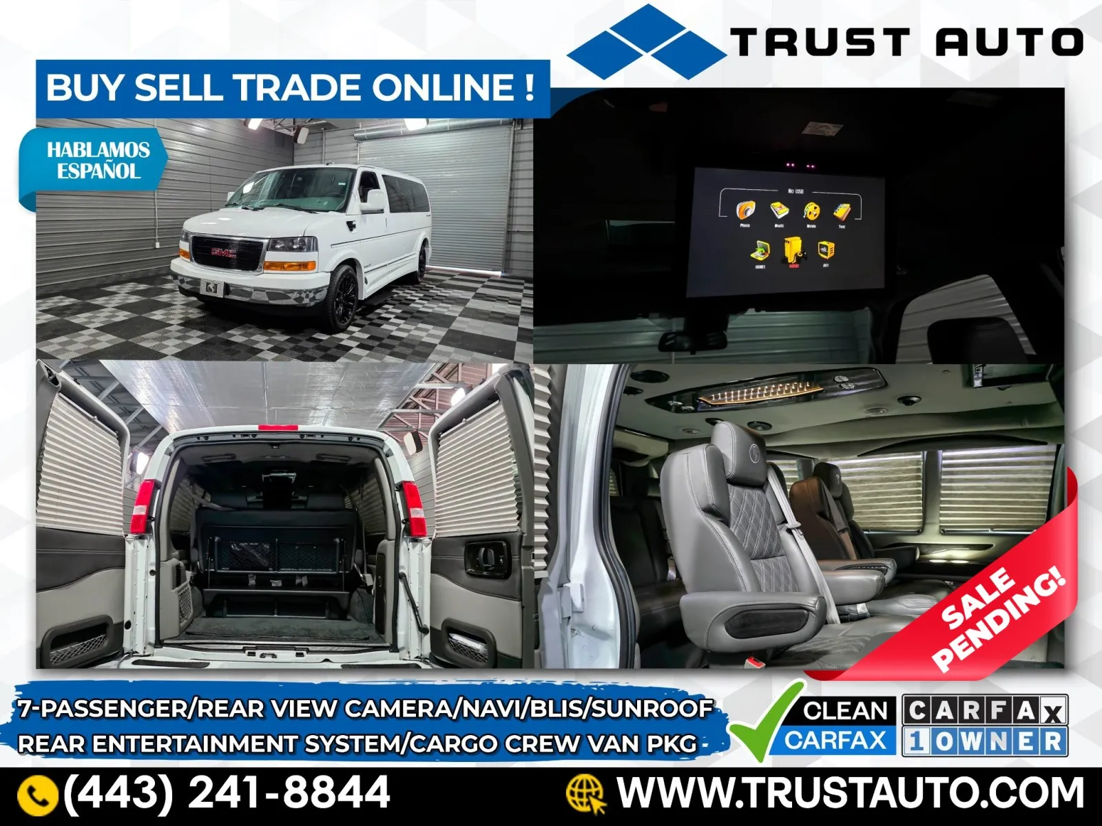 White 2021 GMC Savana 2500 7-Passenger Limited Explorer SE 135 WB Luxury Conversion Van w/Entertainment for sale in Sykesville, MD