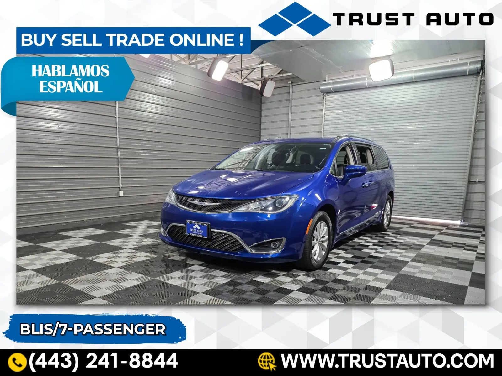 Blue 2019 Chrysler Pacifica Touring L 7-Passenger Minivan/Van for sale in Sykesville, MD